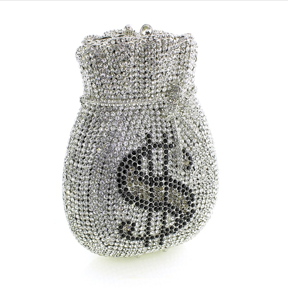 Glamorous Silver Rhinestone Clutch Wristlet
